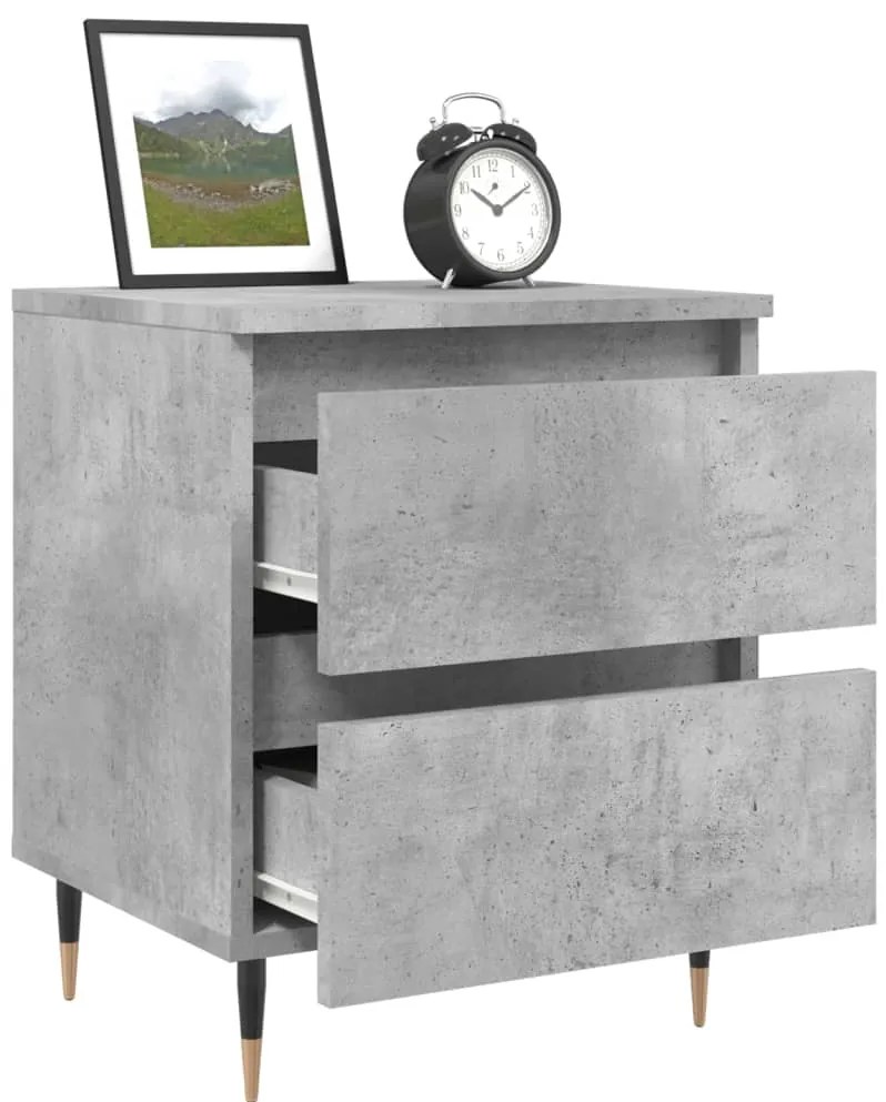 vidaXL Κομοδίνα 2 τεμ. Γκρι Σκυροδ. 40x35x50 εκ. Επεξεργασμένο Ξύλο