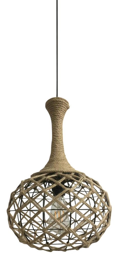 HM7 REP PENDANT LAMP BLACK METAL & ROPE Z3