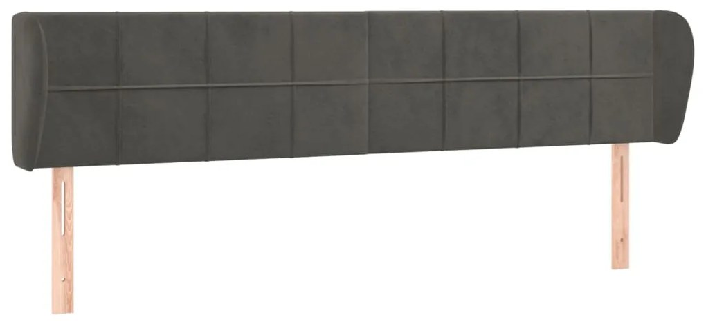 Κεφαλάρι με Πτερύγια Σκούρο Γκρι 183x23x78/88 εκ. Βελούδινο 3117205