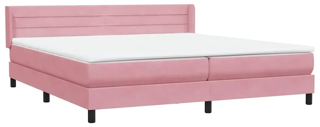 vidaXL Box Spring κρεβάτι με στρώμα ροζ 180x220 cm Βελούδινο