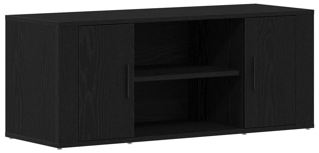 vidaXL Κονσόλα Τηλεόρασης Μαύρο Δρυς 100x35x40 εκ Επεξεργασμένο Ξύλο