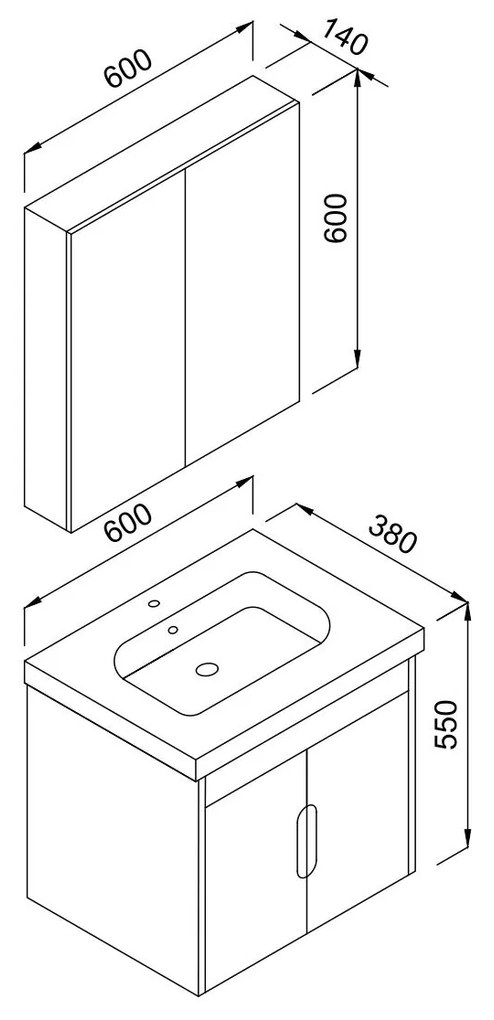 Καθρέπτης μπάνιου Ada 80 Λευκό 80x14x68 εκ. 80x14x68 εκ.