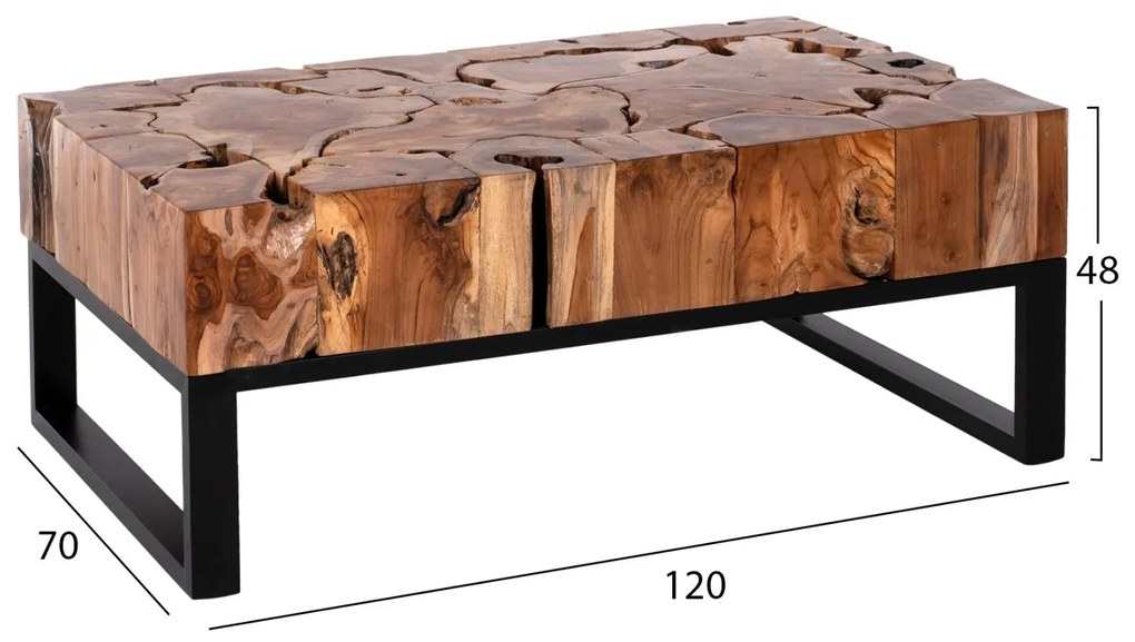 ΤΡΑΠΕΖΙ ΣΑΛΟΝΙΟΥ  ΑΠΟ ΜΑΣΙΦ ΞΥΛΟ ΤEAK ΦΥΣΙΚΟ 120X70X48YΕΚ.
