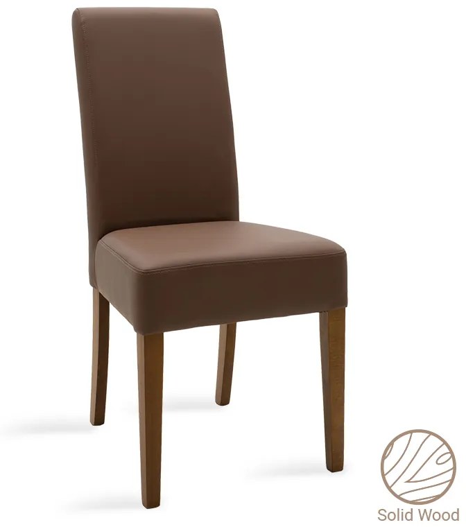 Καρέκλα Ditta pakoworld PU ανοικτό καφέ-πόδι μασίφ ξύλο καρυδί Model: 047-000032