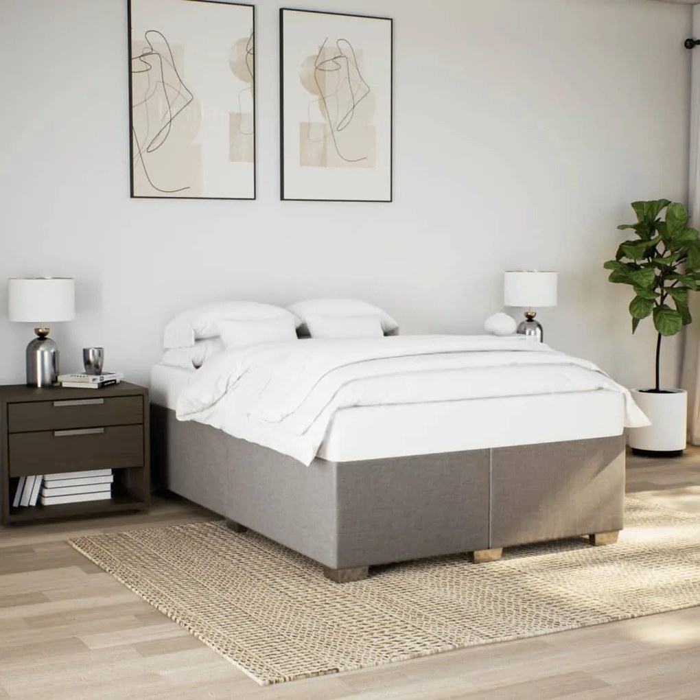 Κρεβάτι Boxspring με Στρώμα Taupe 140x200 εκ. Υφασμάτινο - Μπεζ-Γκρι