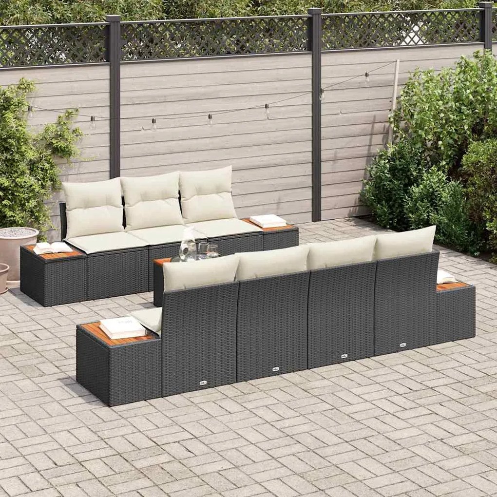 vidaXL Σετ Καναπέ Κήπου με μαξιλάρι 8 pcs Μαύρο Πολυ ράταν