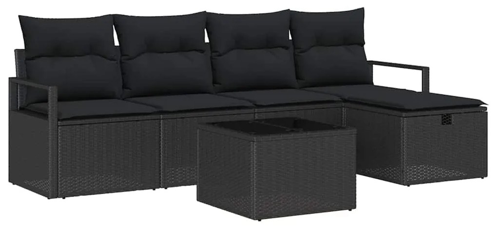 vidaXL Σετ Καναπέ Κήπου 6 pcs Μαύρο 230 x 117 x 85 εκ. Πολυ ράταν