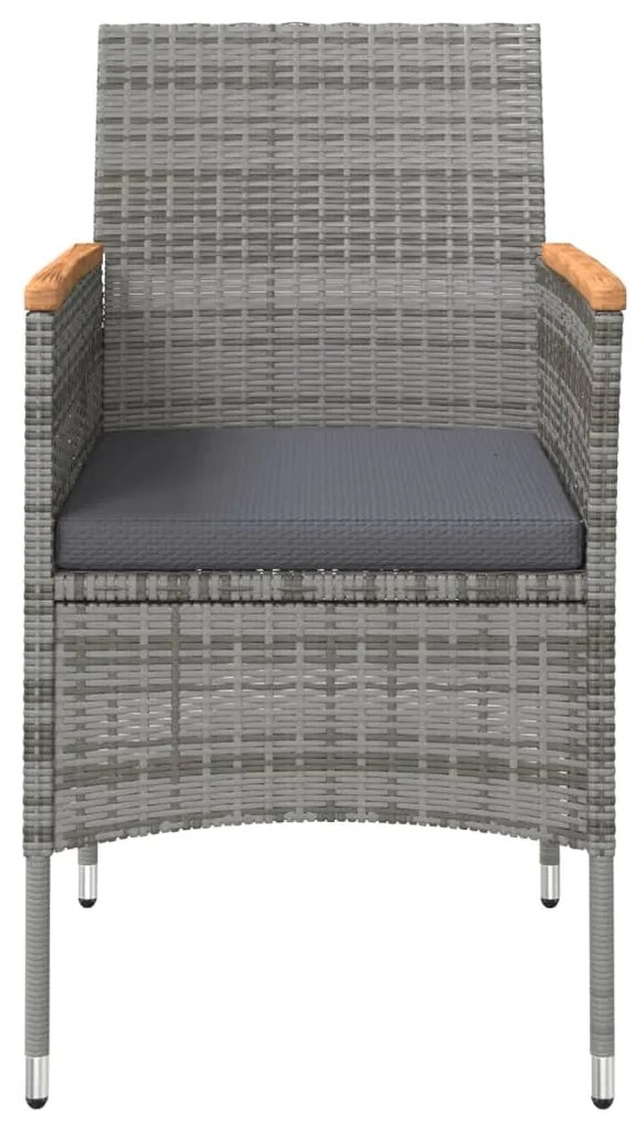 vidaXL Σετ Τραπεζαρίας Κήπου 7 τεμ. Γκρι / Μαύρο με Μαξιλάρια