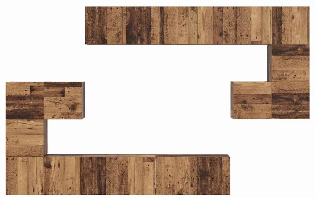 vidaXL Σετ επίπλου τηλεόρασης 10 pcs Παλαιό ξύλο 60 x 30 x 30 cm