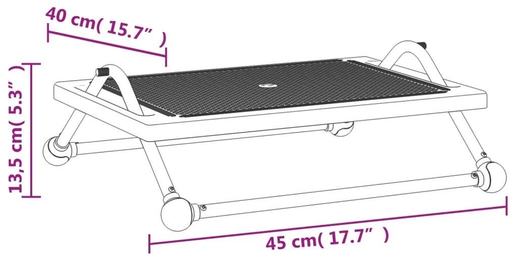 Υποπόδιο Μαύρο 45 x 40 x 13,5 εκ. - Μαύρο