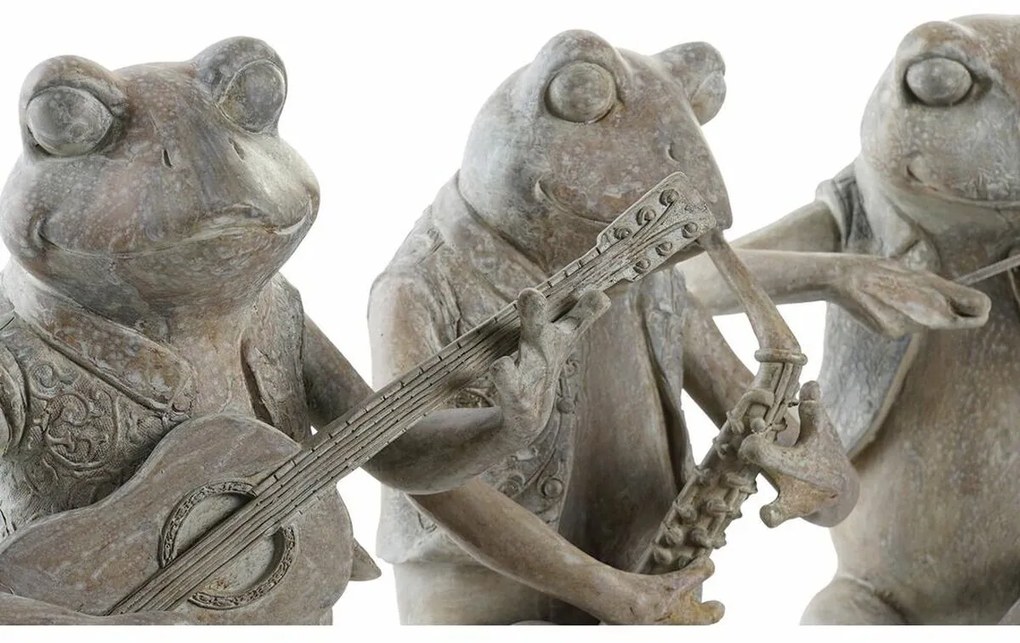 Διακοσμητική Φιγούρα DKD Home Decor Μουσικός 23 x 19,5 x 22,5 cm Καφέ Βάτραχος (3 Μονάδες)