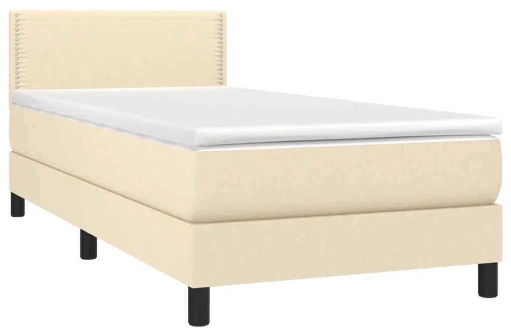 vidaXL Κρεβάτι Boxspring με Στρώμα & LED Κρεμ 80x200 εκ. Υφασμάτινο