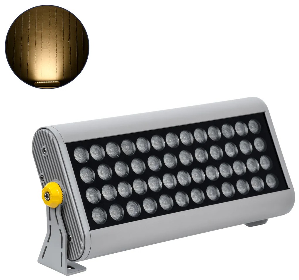 90640 GloboStar® GLOBOSTAR® FLOOD-HENA 90640 Προβολέας Σποτ Wall Washer LED 48W 4320lm 30° AC 220-240V Αδιάβροχο IP65 Θερμό Λευκό 3000K - Ασημί - Μ39 x Π6 x Υ17cm - 3 Χρόνια Εγγύηση