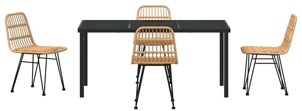 vidaXL Σέτ φαγητού για κήπο 5 pcs Καφέ Χάλυβας με επίστρωση πούδρας