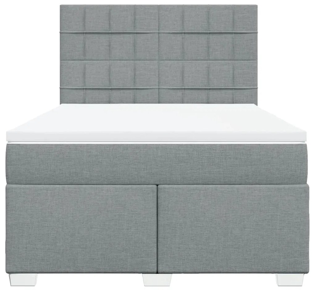 vidaXL Κρεβάτι Boxspring με Στρώμα Ανοιχτό Γκρι 140x190 εκ. Υφασμάτινο