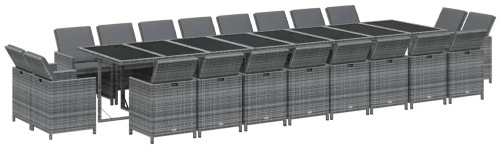 vidaXL Σετ Τραπεζαρίας Κήπου 21 τεμ. Γκρι Συνθ. Ρατάν με Μαξιλάρια