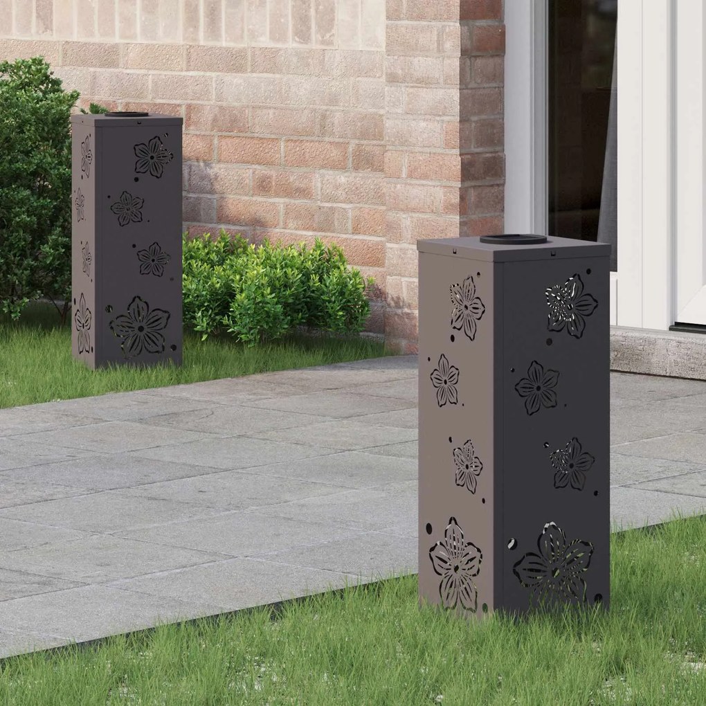 vidaXL Ηλιακό LED Φως Δρόμου 2 pcs Μαύρο Κρύο Ρολαρισμένο Χάλυβα