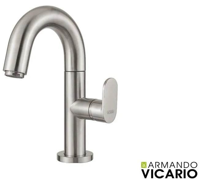 Armando Vicario Slim Inox Μπαταρία Νιπτήρος με Βαλβίδα clic-clac 500010-110
