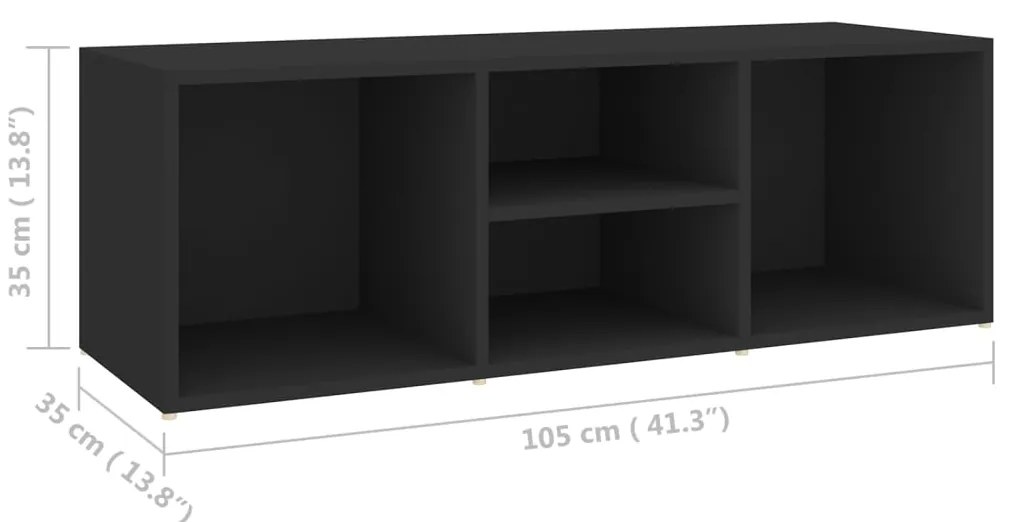 vidaXL Πάγκος Αποθήκευσης Παπουτσιών Μαύρος 105x35x35 εκ. Επεξ. Ξύλο