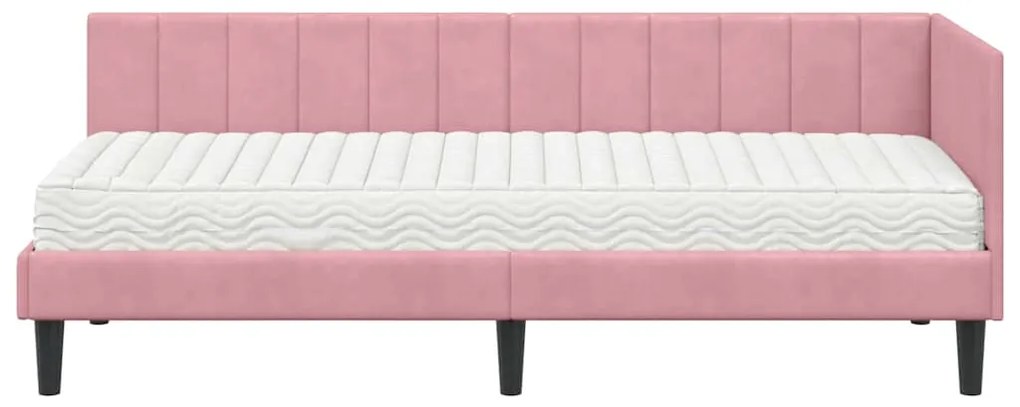 vidaXL Κρεβάτι γωνίας με στρώμα με στρώμα 2 pcs Γκρι Βελούδο