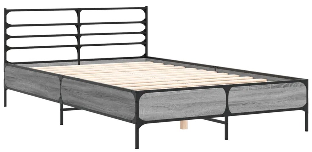 vidaXL Πλαίσιο Κρεβατιού Γκρι Sonoma 120x200 εκ. Επεξ. Ξύλο & Μέταλλο