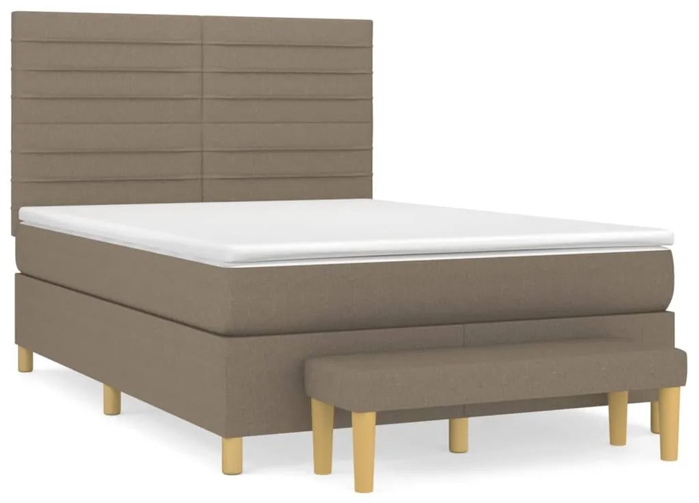 Κρεβάτι Boxspring με Στρώμα Taupe 140x190 εκ. Υφασμάτινο - Μπεζ-Γκρι