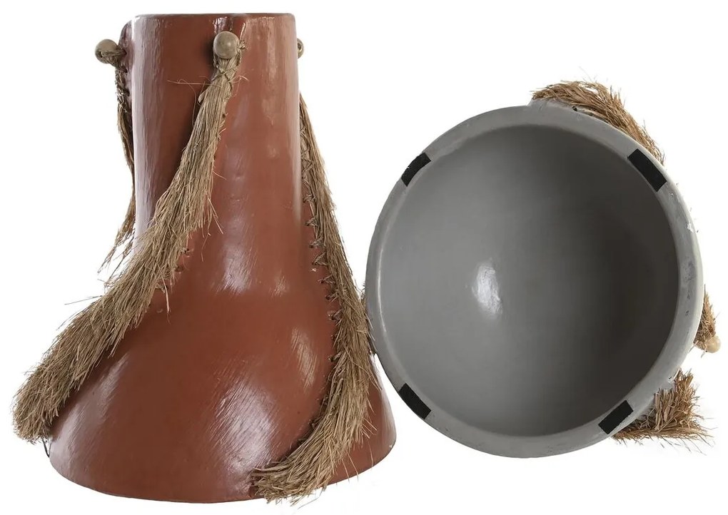 Βάζο DKD Home Decor Γκρι τερακότα Bamboo 26 x 26 x 30 cm (x2)