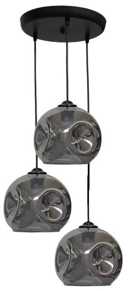 Κρεμαστό Φωτιστικό Οροφής 3xE27 Γυαλί Φ36cm Pop Heronia Lighting 02-0391 Φιμέ/Smoke