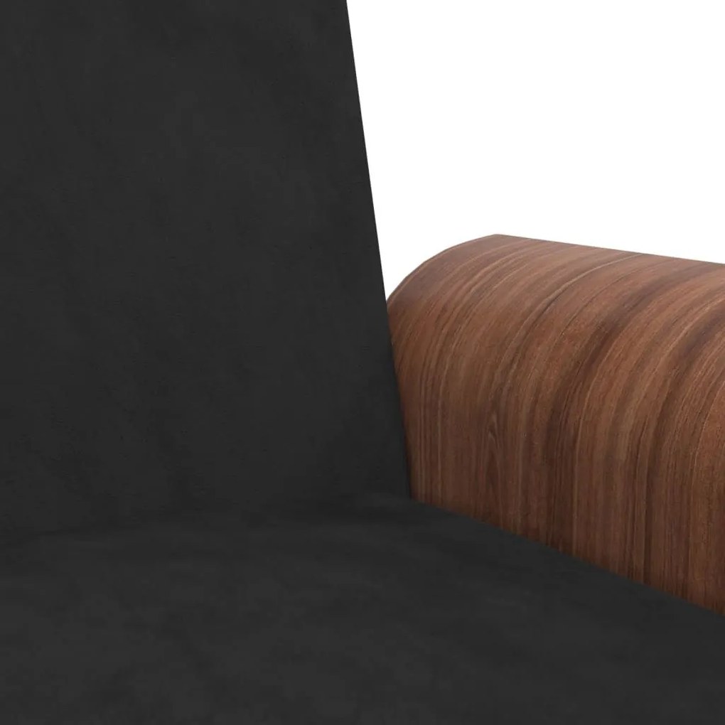 Καναπές Κρεβάτι με Ποτηροθήκη Μαύρος Βελούδινος - Μαύρο