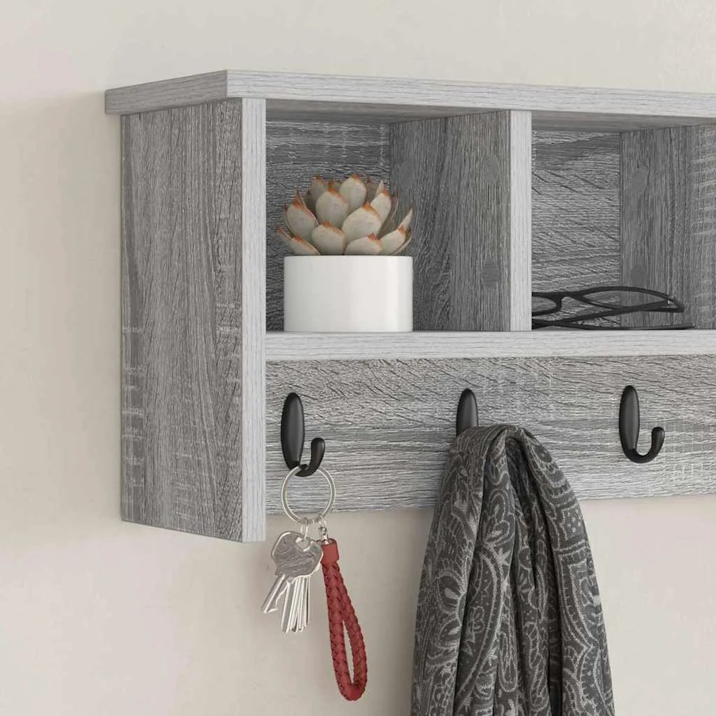 vidaXL Τοίχου Κρεμάστρα Γκρι sonoma 75 x 16 x 26 εκ Επεξεργασμένο ξύλο