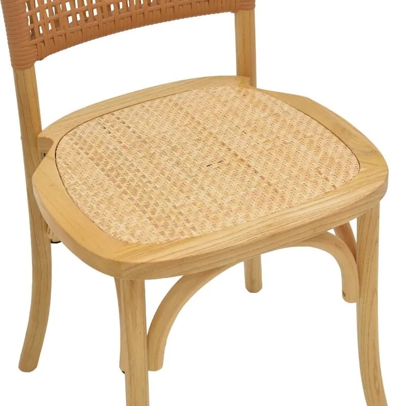 Καρέκλα Karley φυσικό ξύλο οξιάς-έδρα φυσικό rattan 48x52x89εκ