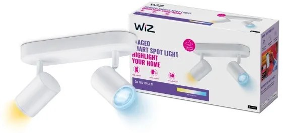 Έξυπνο Φωτιστικό Σποτ 2xGU10 LED 5W Ρυθμιζόμενο 3CCT Dimmable Imageo Wiz-929002658201-Λευκό 929002658201