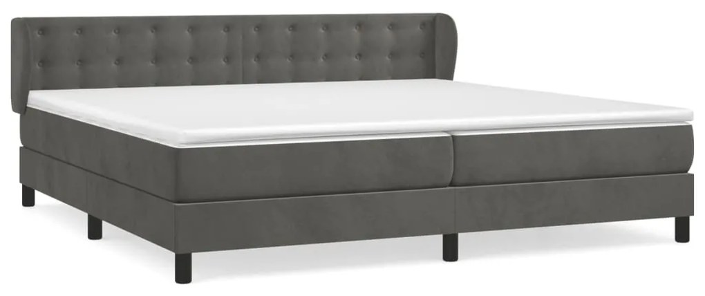 vidaXL Κρεβάτι Boxspring με Στρώμα Σκούρο Γκρι 200x200 εκ. Βελούδινο