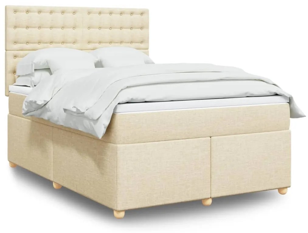 vidaXL Κρεβάτι Boxspring με Στρώμα Κρεμ 160x200 εκ. Υφασμάτινο