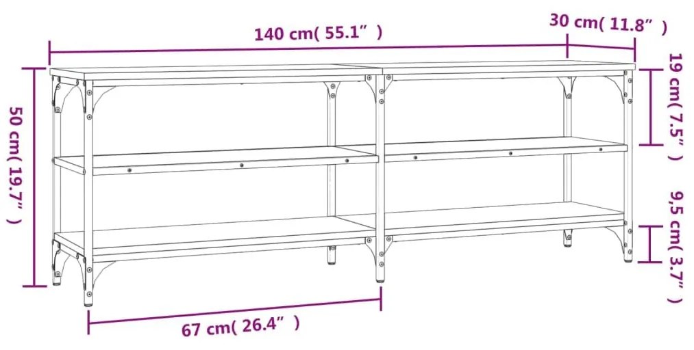 Έπιπλο Τηλεόρασης Καφέ Δρυς 140x30x50 εκ. Επεξεργασμένο Ξύλο - Καφέ