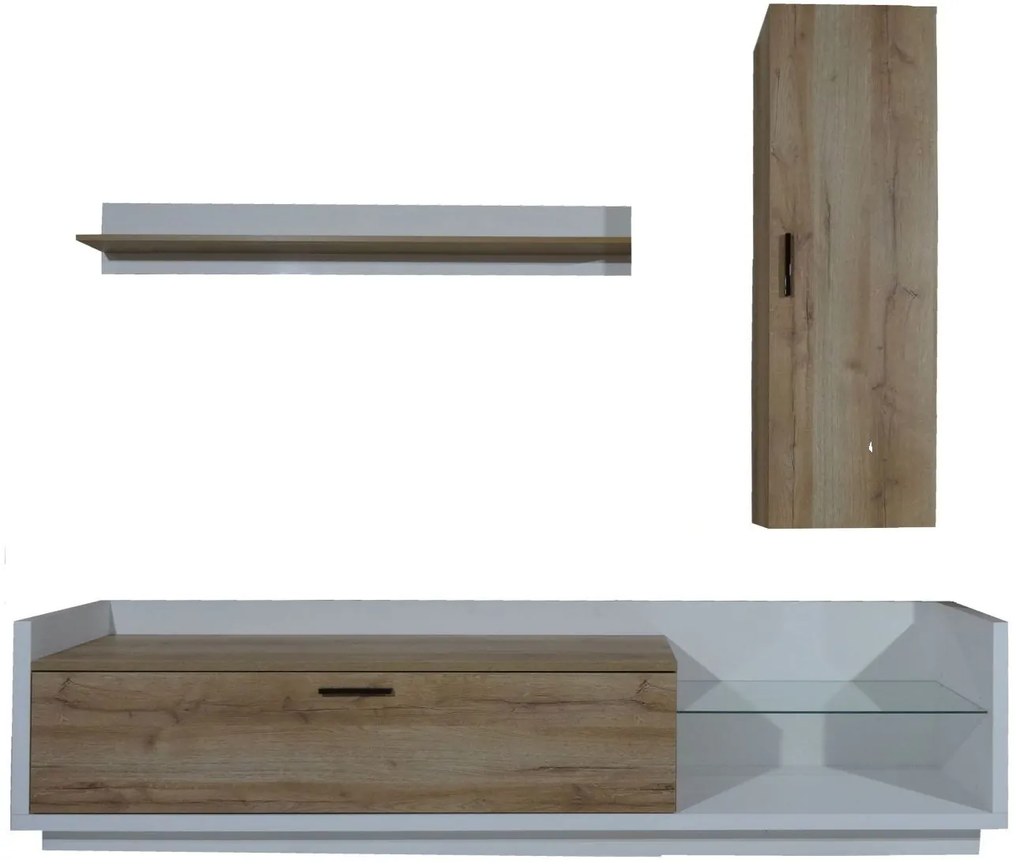 Σύνθεση Talina_ec Λευκό+Kingstone Oak 240x175x48cm