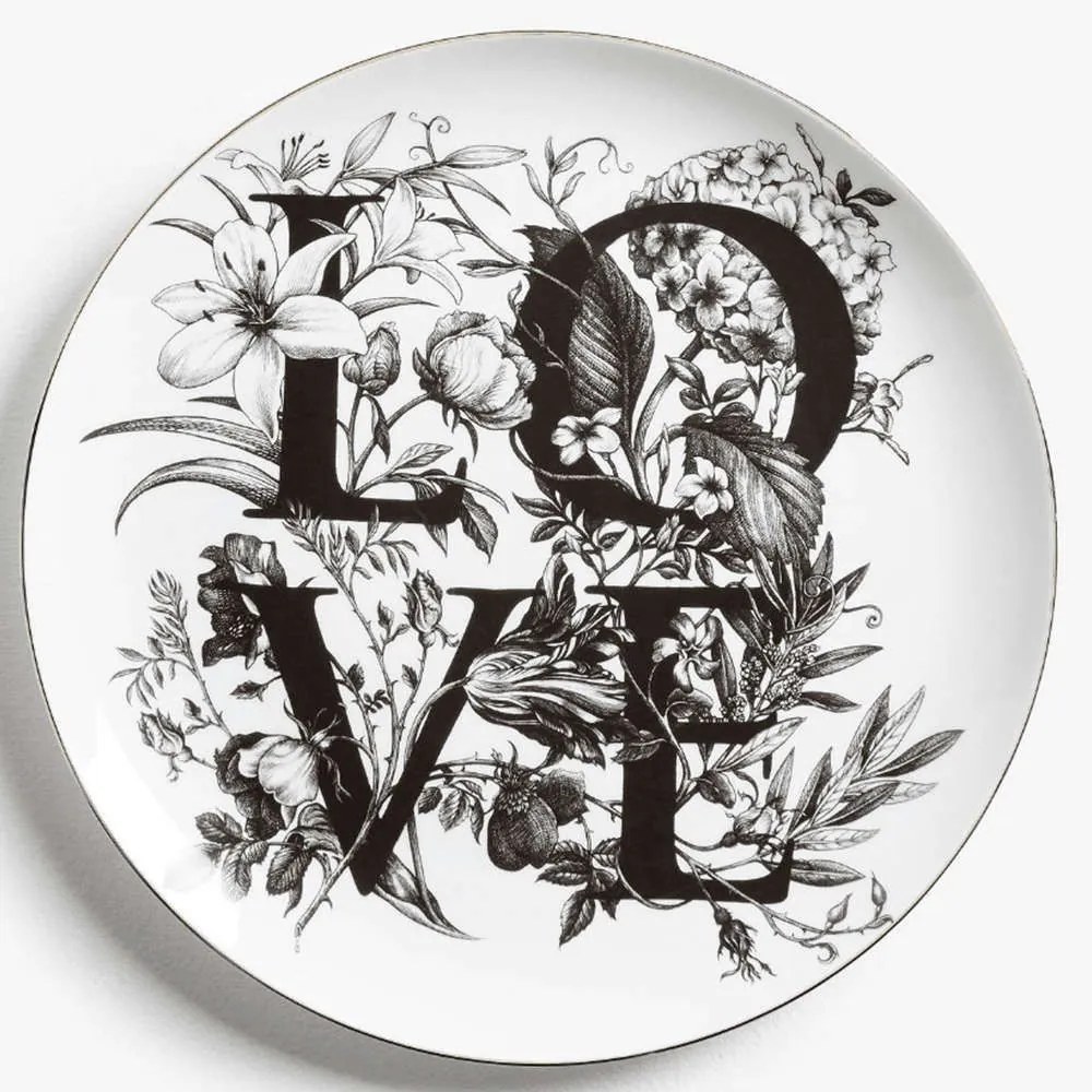 Πιάτο Love 13002-LOVE Φ21cm Bone White-Black Rory Dobner Bone China