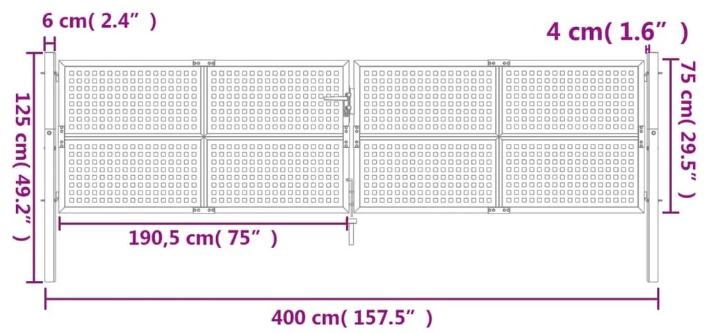 ΠΥΛΗ ΚΗΠΟΥ ΑΝΘΡΑΚΙ 400 X 125 ΕΚ. ΑΤΣΑΛΙΝΗ 154571