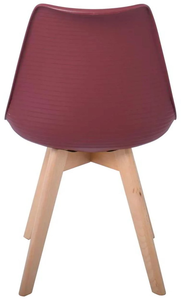 Καρέκλα MARTIN STRIPE Ξύλινο πόδι / PP Μπορντώ 49x56x82cm (Σετ 4 ΤΕΜ)