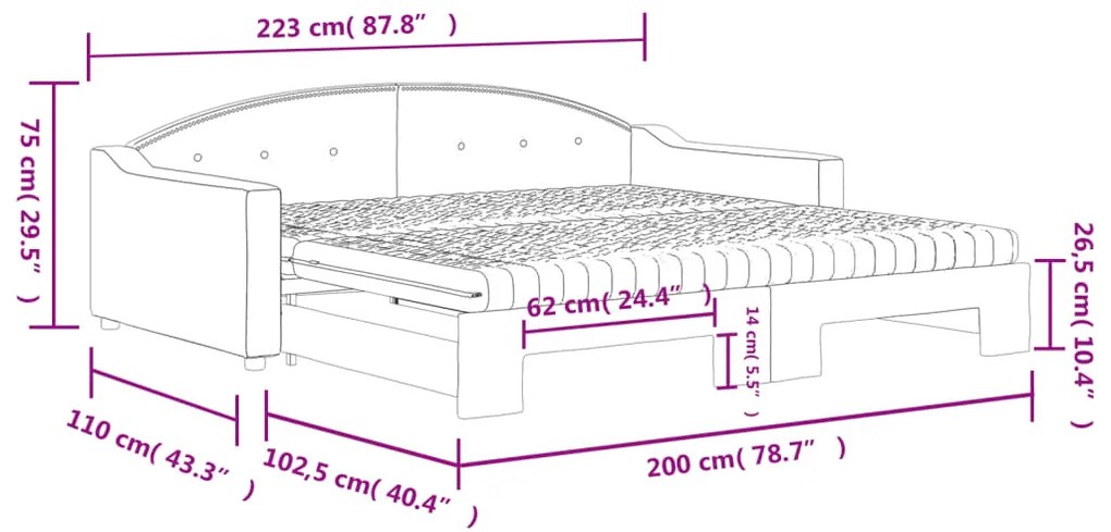 Καναπές Κρεβάτι Συρόμενος Taupe 100x200εκ. Υφασμάτινος Στρώματα - Μπεζ-Γκρι