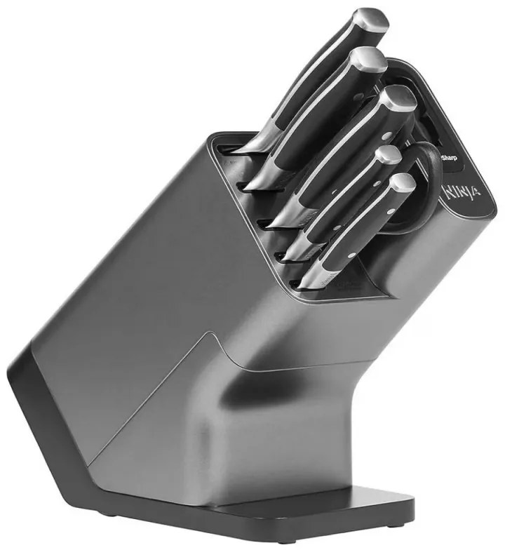 Σετ μαχαιριών κουζίνας με ακονιστήρι Ninja K32014EUUK, 6 τεμαχίων, StaySharp, Εργονομικός σχεδιασμός, Ασημί/μαύρο