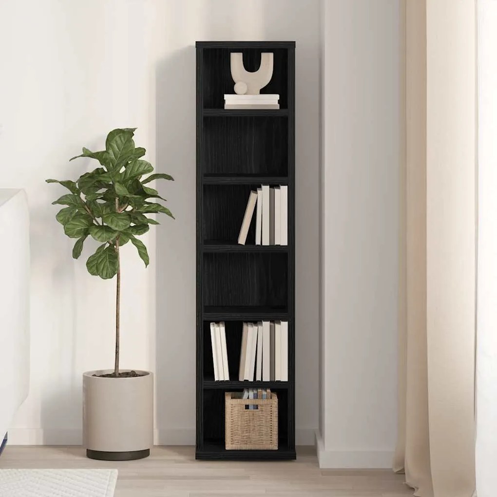 ντουλάπι CD Μαύρη δρυς 21x20x88 cm Κατασκευασμένο ξύλο - Μαύρο