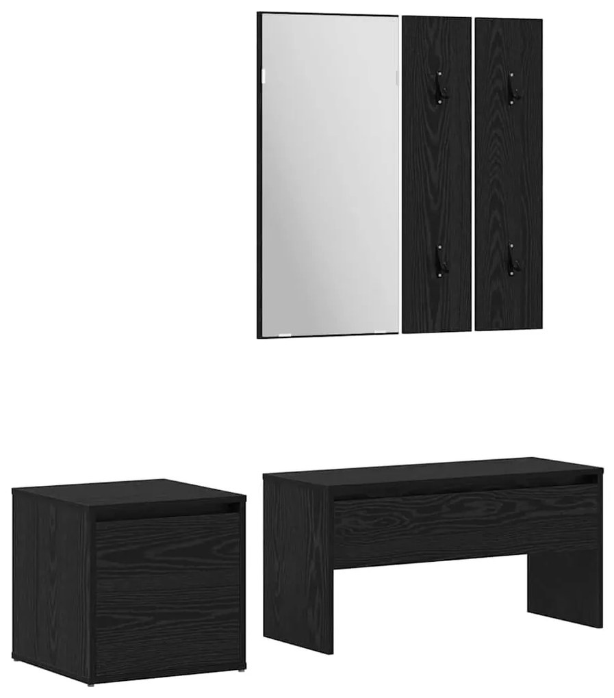 vidaXL Σετ επίπλων χωλ με συρτάρι 3 pcs Μαύρη δρυς 80 x 31 x 40 εκ