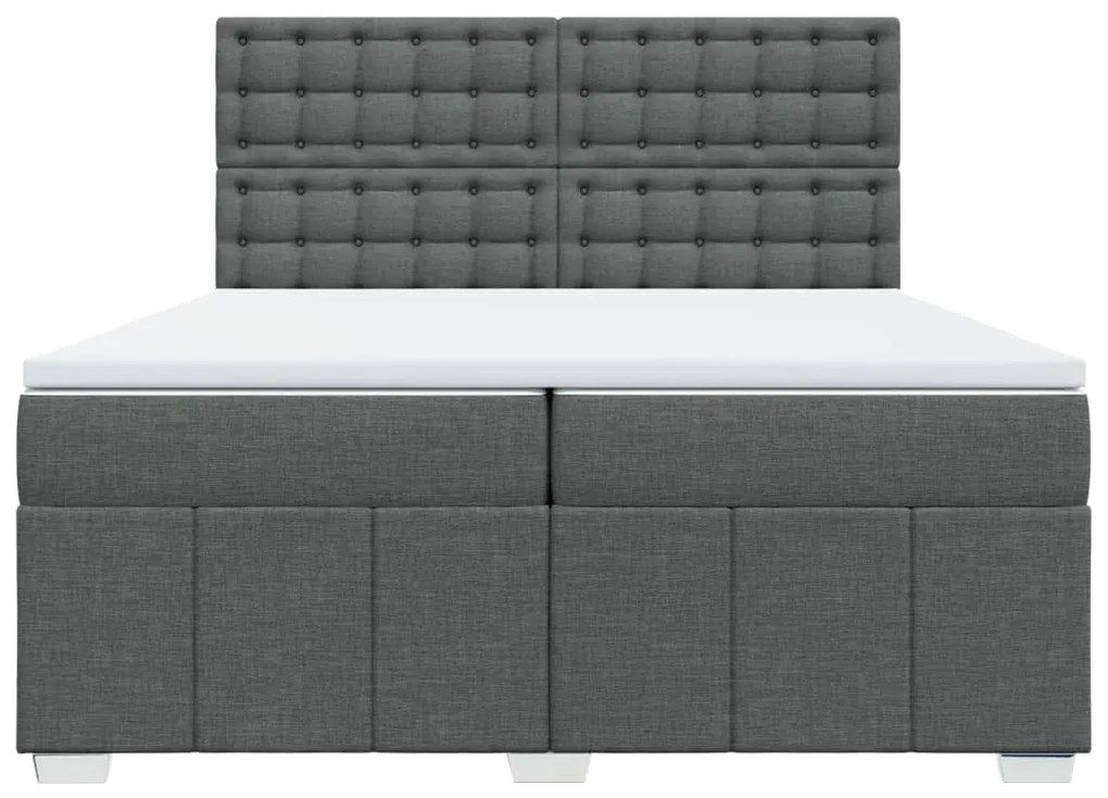 vidaXL Κρεβάτι Boxspring με Στρώμα Σκούρο Γκρι 200x200 εκ. Υφασμάτινο