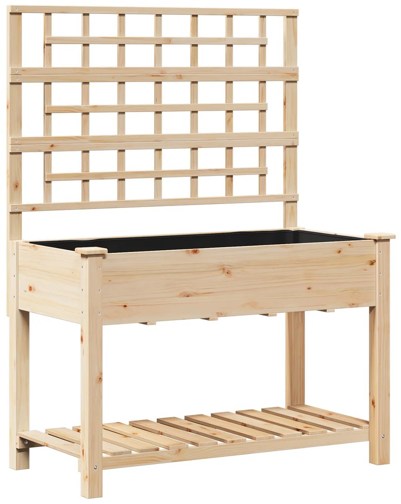 vidaXL Κήπος Γλάστρα με Πλέγμα & Ράφι 115x59x152 εκ Μασίφ Ξύλο Πεύκου