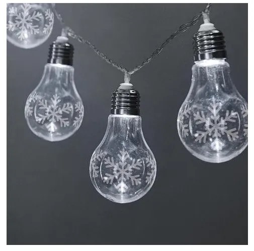 Αδιάβροχη Γιρλάντα 10 LED Διάφανο 3m Λάμπες Χιονονιφάδες Θερμό Φως 27-00443 Panagoulas-27-00443-Διάφανο 27-00443
