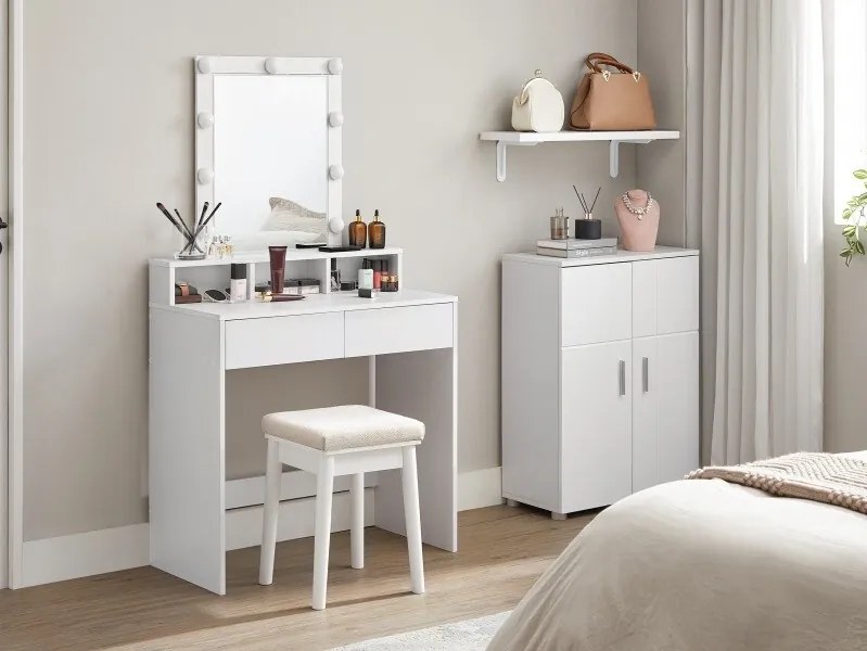 Τουαλέτα Burbank 124, Άσπρο, Καθρέφτης, 75x80x40cm, 27 kg | Epipla1.gr
