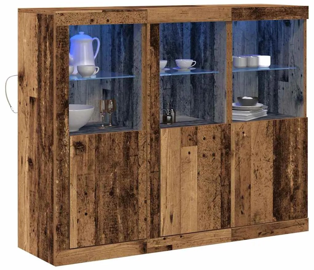 vidaXL Πλαϊνό γραφείο 3 pcs Παλαιό ξύλο 123 x 37 x 100 εκ