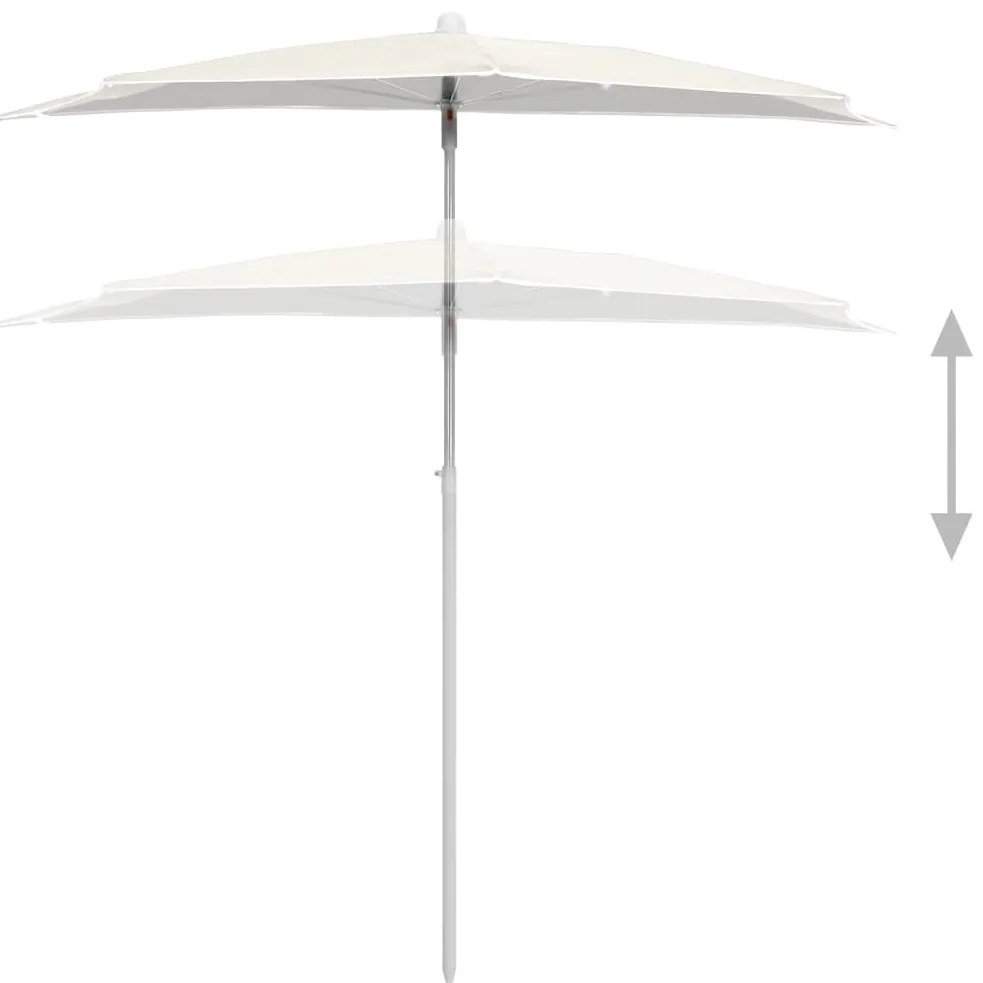 vidaXL Ομπρέλα Κήπου Μισή με Ιστό Χρ. Άμμου 180 x 90 εκ.