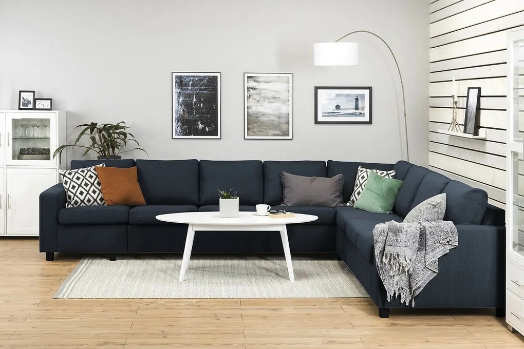 Γωνιακός Καναπές Scandinavian Choice C160, Μπλε, 345x285x86cm